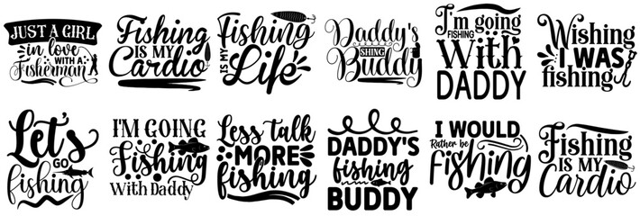 Fototapeta premium Simple Funny Fishing Hand Lettering, Labels And Badges Collection Vector Illustration for Advertisement, Decal, Logo