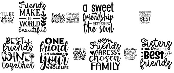 Fototapeta premium Classic Friendship Invitation, Labels And Badges Set Vector Illustration for Mug Design, Postcard, Label
