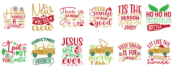 Simple Christmas Trendy Retro Style Illustration, Typographic Emblems Collection Vector Illustration for Brochure, Postcard, Book Cover