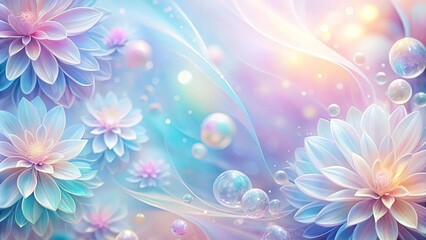 Gradient pastel flower background with shimmering liquid petals creating an abstract floral design