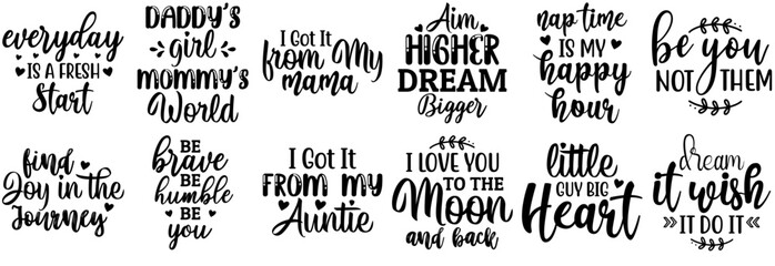 Minimalist Baby Quotes, Phrases Bundle Vector Illustration for Book Cover, Banner, Printable