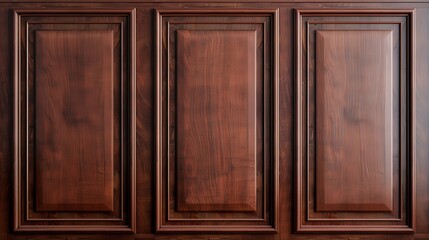 Elegant mahogany wood paneling enhances a lavish interior space, showcasing rich textures and warmth that evoke sophistication and timeless beauty.