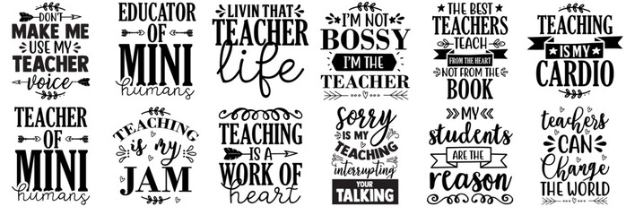 Fototapeta premium Classic Teacher Phrases, Trendy Retro Style Illustration Collection Vector Illustration for Icon, Wrapping Paper, Infographic