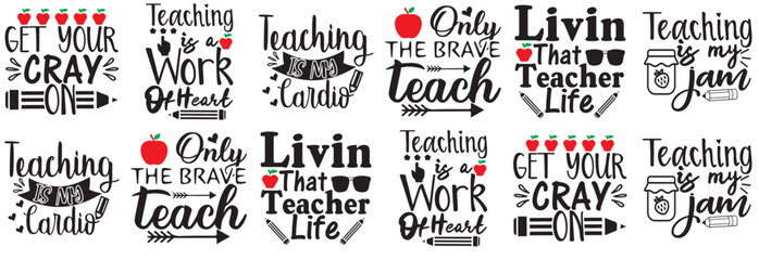 Cute Teacher Calligraphy, Invitation Bundle Vector Illustration for Vouchers, Social Media Post, Book Cover