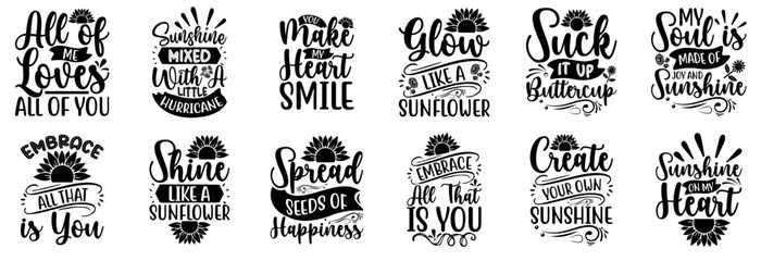 Elegant Sunflower Invitation, Labels And Badges Bundle Vector Illustration for Postcard, Infographic, Announcement