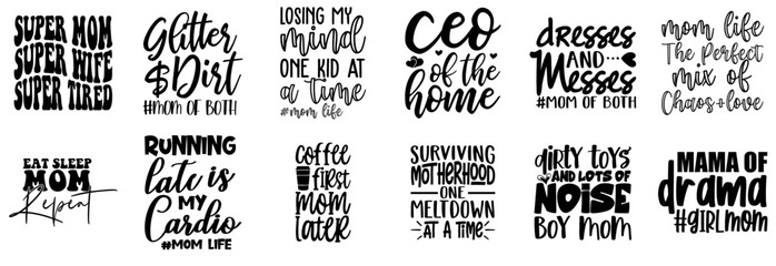 Fototapeta premium Minimal Mom Labels And Badges, Quotes Pack Vector Illustration for Greeting Card, Newsletter, Logo