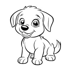 Puppy cartoon coloring page for kids - coloring book