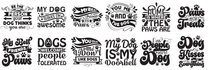 Creative Dog Calligraphic Lettering, Calligraphy Collection Vector Illustration for Icon, Social Media Post, Printing Press