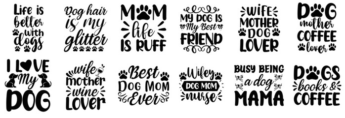 Fototapeta premium Minimal Dog Typography, Typographic Emblems Collection Vector Illustration for Infographic, Presentation, Stationery