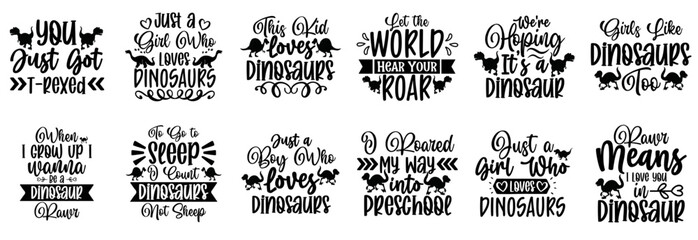 Simple Dinosaur Calligraphy, Hand Lettering Set Vector Illustration for Announcement, Social Media Post, Infographic © David