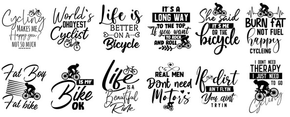 Modern Cycling Calligraphic Lettering, Hand Lettering Collection Vector Illustration for Flyer, Wrapping Paper, Magazine