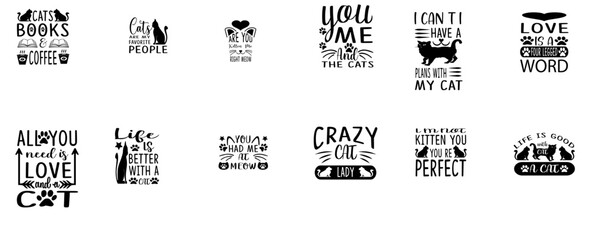 Vibrant Cat Invitation, Calligraphy Set Vector Illustration for Postcard, Social Media Post, Printable