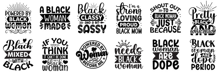 Fototapeta premium Elegant Black Women Inscriptions, Labels And Badges Collection Vector Illustration for Presentation, Advertising, Holiday Cards