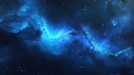 Fototapeta premium A mesmerizing blue galaxy filled with twinkling stars and cosmic dust, offering a beautiful, celestial backdrop for creative projects.
