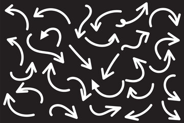 Collection hand drawn arrows. Set simple arrows isolated on white background. Arrow mark icons. Arrow paint - stock vector.