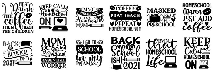 Creative Home School Labels And Badges, Hand Lettering Collection Vector Illustration for Brochure, Presentation, Wrapping Paper