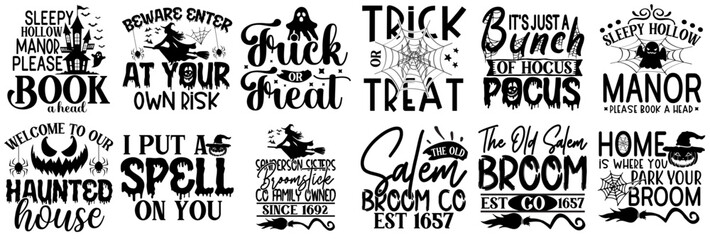 Modern Halloween Labels And Badges, Phrases Collection Vector Illustration for Bookmark, Gift Card, Wrapping Paper