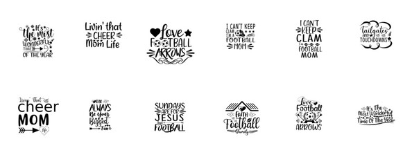 Cute Football Labels And Badges, Trendy Retro Style Illustration Bundle Vector Illustration for Greeting Card, Newsletter, Stationery