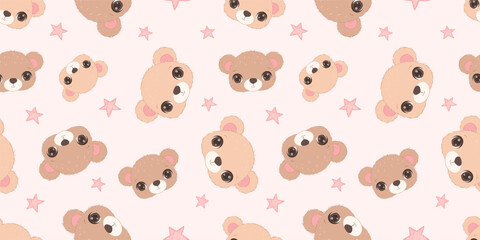 Cute baby bear seamless pattern, wallpaper, seamlessly