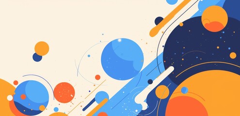 Fototapeta premium Background with colorful Orange Circles and Blue Circle in Between