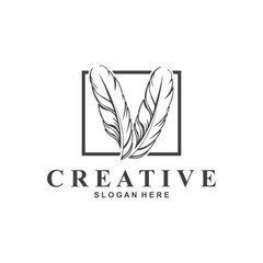 Feather Logo Vector Symbol Design