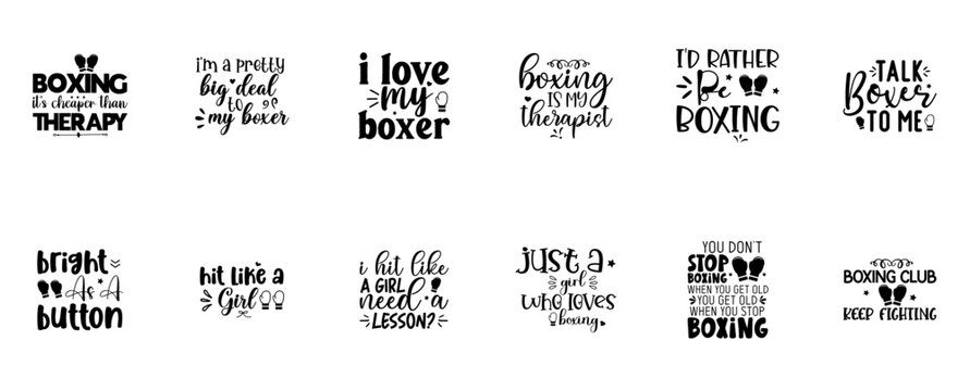 Creative Boxing Hand Lettering, Labels And Badges Bundle Vector Illustration for Packaging, Flyer, Printable