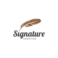 Feather Logo Vector Symbol Design