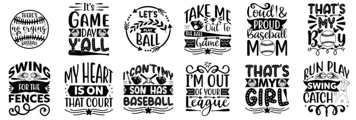 Modern Baseball Calligraphy, Typography Pack Vector Illustration for Motion Graphics, Postcard, Brochure