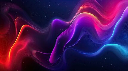 Fototapeta premium A vibrant abstract background with a gradient from dark blue to violet, purple, and red, featuring fluid,