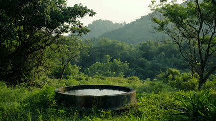 Fototapeta premium A water reservoir among the greenery