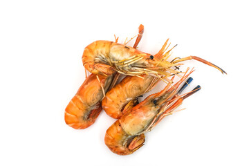 Grilled shrimp on a white background. Seafood. Natural symptoms