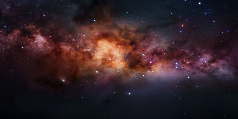 Fototapeta premium A stunning display of nebulae glowing in hues of red, orange, and purple, filled with stars