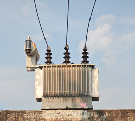 power transformer on electric pole