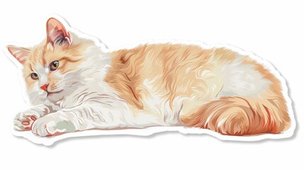 Ginger and white cat in a relaxed, lying position