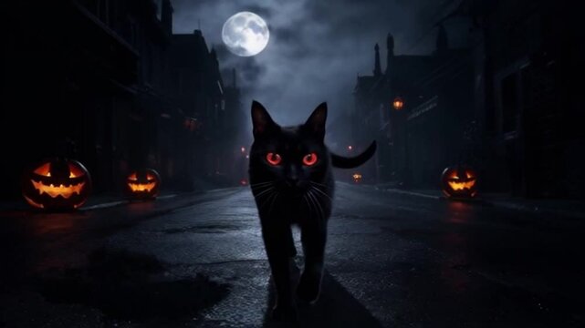 halloween cat night background