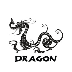 Silhouette black vector Dragon illustration