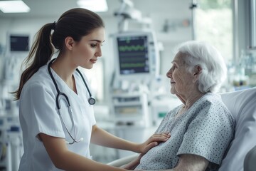 Fototapeta premium Caring Nurse Providing Comfort to Patient