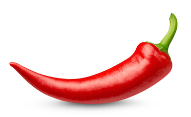Red hot pepper pod isolated on transparent background.