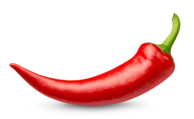 Red hot pepper pod isolated on transparent background.