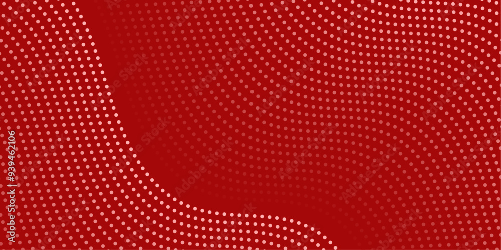 Wall mural Abstract background with dots and waves. Medium banner size. Element for design. Vector background for brochure, booklet, flyer, poster. Red gradient