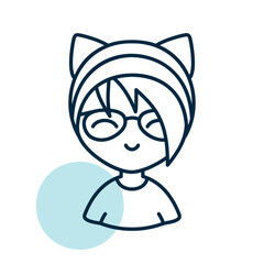 Girl with glasses and ears vector icon