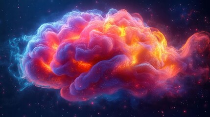 Fototapeta premium vibrant explosion of creativity stylized brain bursting with kaleidoscopic colors and abstract shapes dynamic composition showcasing the power of imagination and innovative thinking