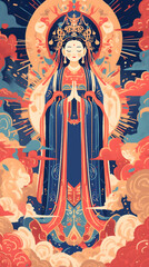 Obraz premium Guanyin Bodhisattva illustration