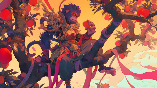 Sun Wukong/Monkey King steals the peaches