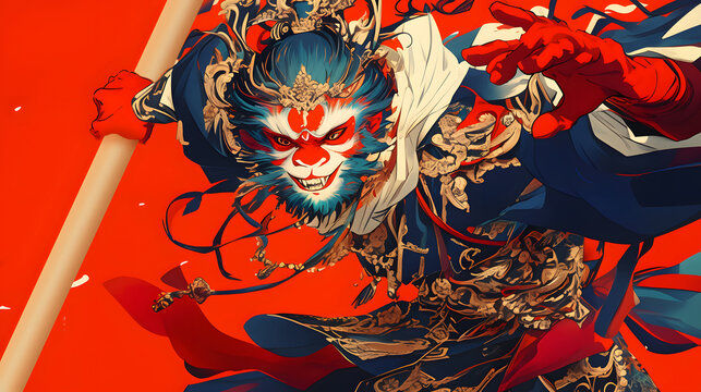 Chinese Monkey King trendy illustration