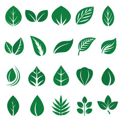 Set of different style simple tree leaves icon set vector illustrations on a white background