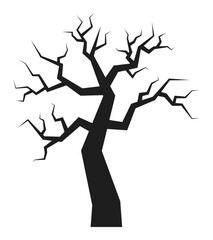 Dry tree silhouette Halloween elements decoration flat Illustration