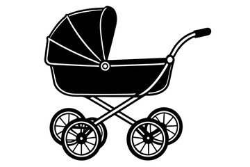 Baby Pram vector art silhouette illustration