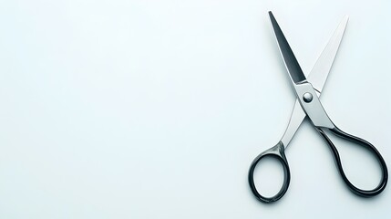 A pair of sharp precision engineered scissors with sleek silver blades isolated against a clean white background perfect for office craft and DIY projects