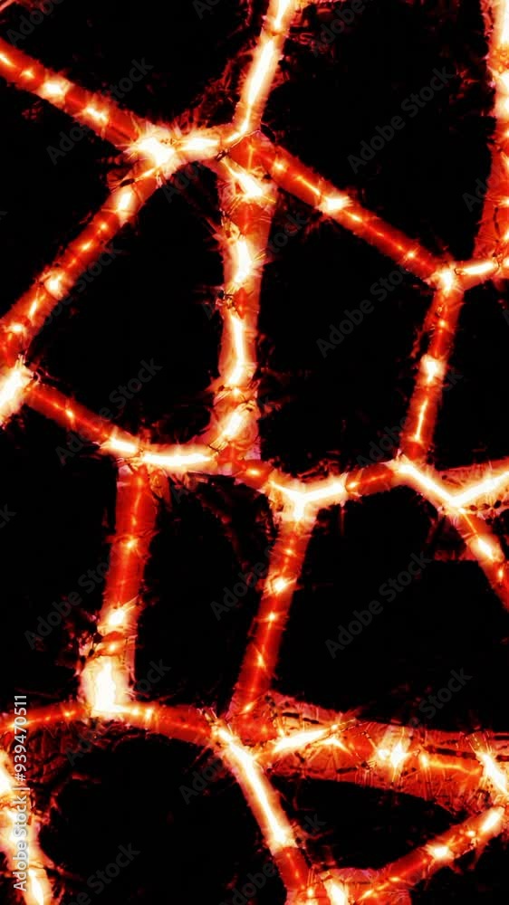 Aufkleber Pattern with moving neural networks on black background. Design. Bright lines in moving pattern and shining pulses. Light pulses move along changing network of pattern